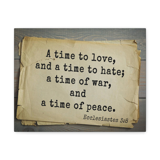 Time To Love Ecclesiastes 3:8 Bible Verse Canvas Christian Wall Art Bible Verse Print Ready To Hang