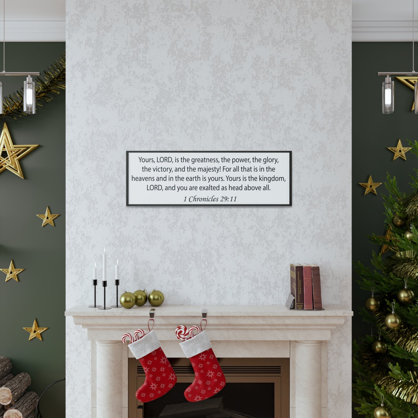 1 Chronicles 29:11 White Bible Verse Canvas Christian Wall Art Ready to Hang Unframed