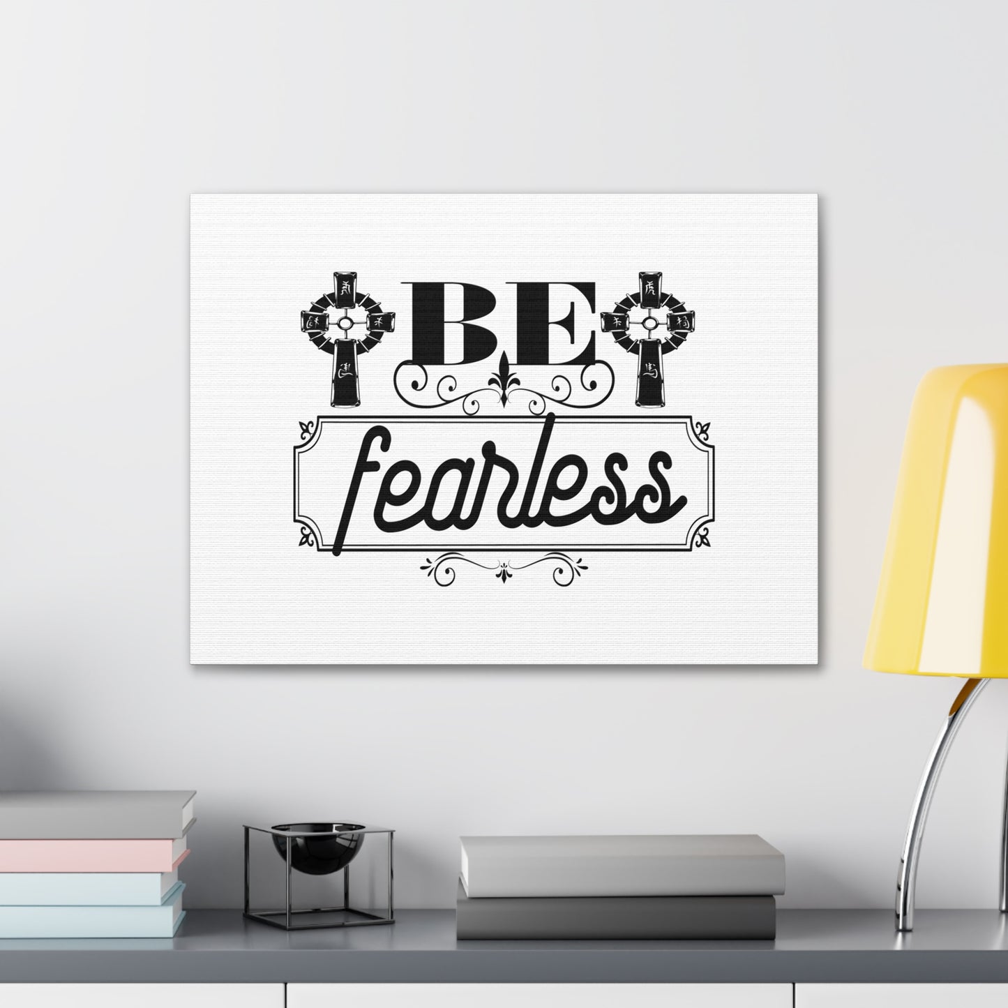 Be Fearless 2 Timothy 1:7 Ornamental Cross Christian Wall Art Bible Verse Print Ready to Hang