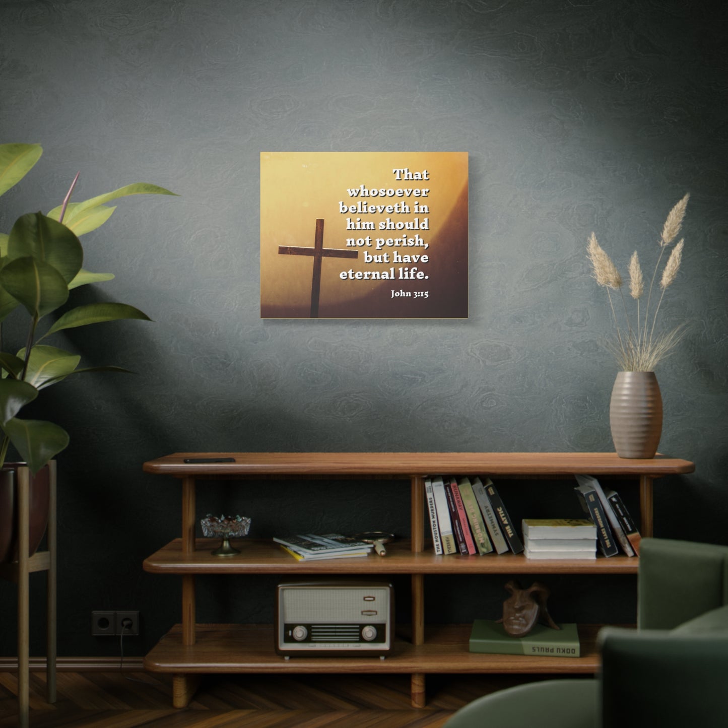 Scripture Canvas Eternal Life John 3:15 Christian Wall Art Bible Verse Print Ready to Hang