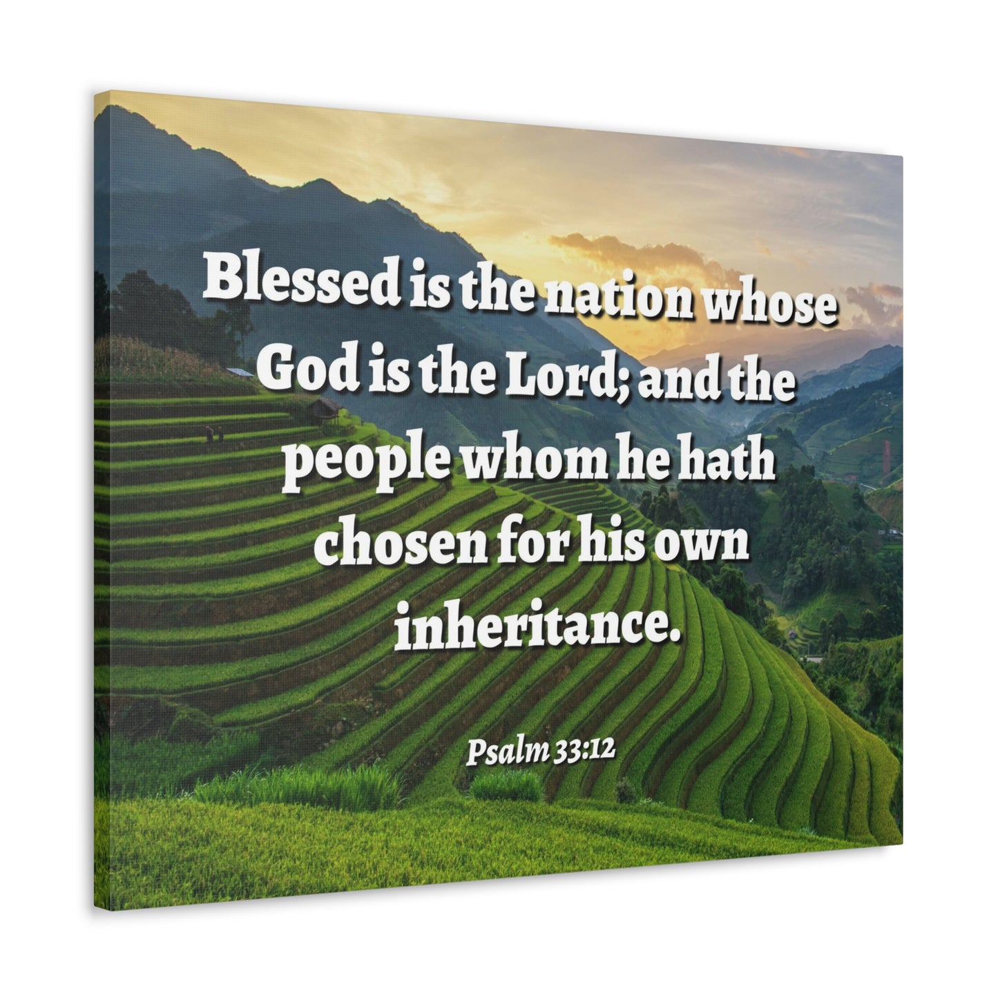 Blessed Is The Nation Psalm 33:12 Bible Verse Canvas Christian Wall Art Ready to Hang