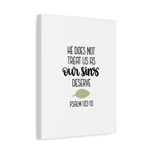 Scripture Canvas Our Sins Psalm 103:10 Christian Wall Art Bible Verse Print Ready to Hang