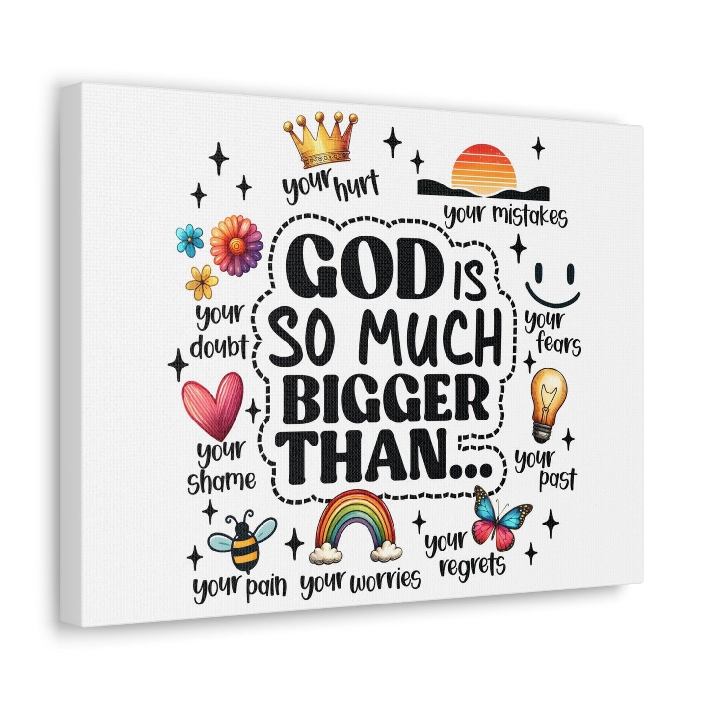 Scripture Walls God Bigger Than Everything Bible Verse Canvas Christian Wall Art Ready to Hang Unframed-Express Your Love Gifts