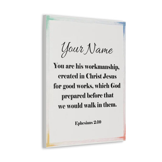 Personalized Ephesians 2:10 Bible Chapter Canvas Christian Wall Art Ready to Hang