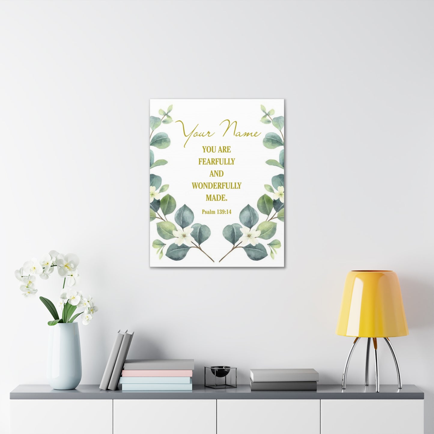 Personalized Psalm 139:14 Bible Verse Canvas Christian Wall Art Ready to Hang
