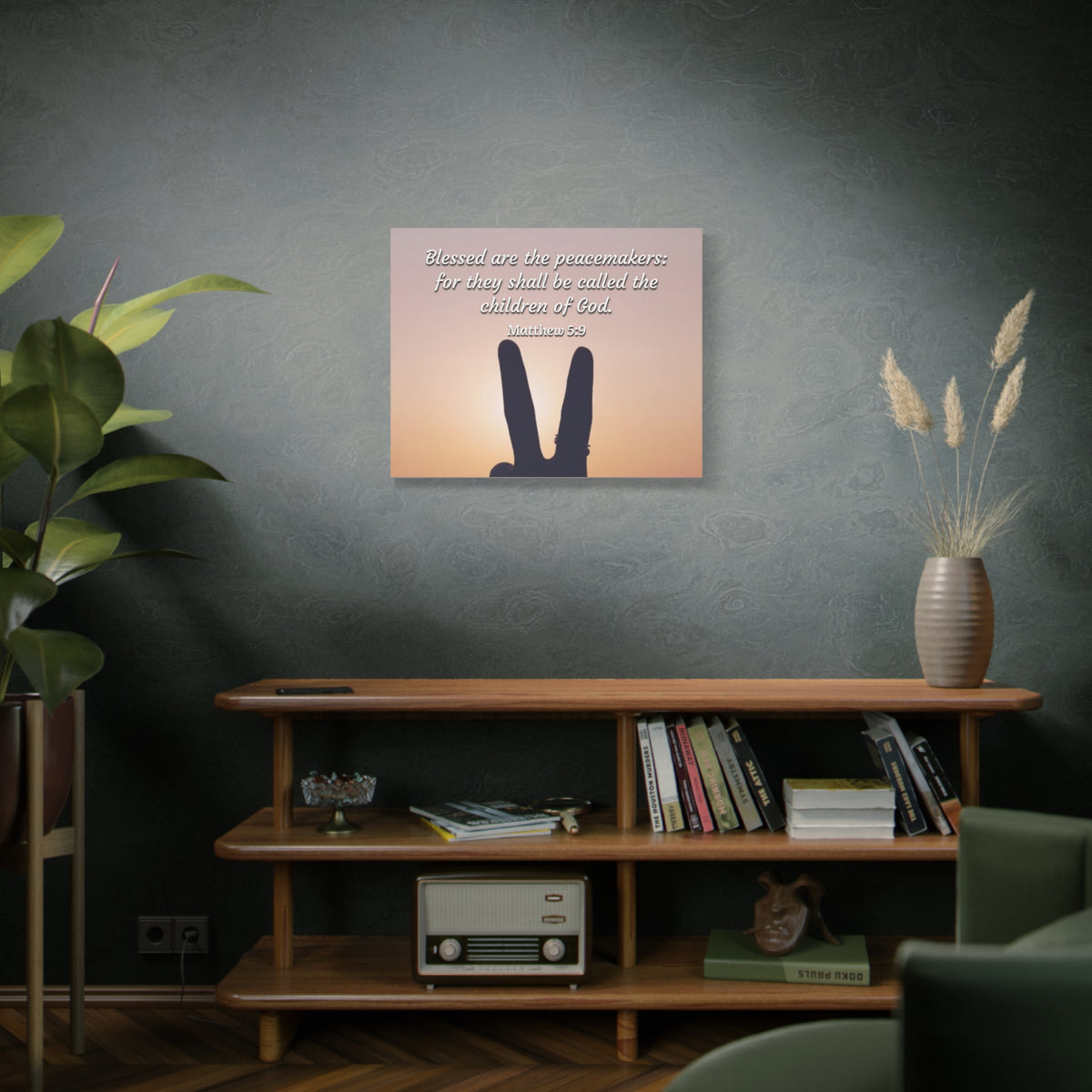 Scripture Canvas Peacemakers Matthew 5:9 Christian Wall Art Bible Verse Print Ready to Hang
