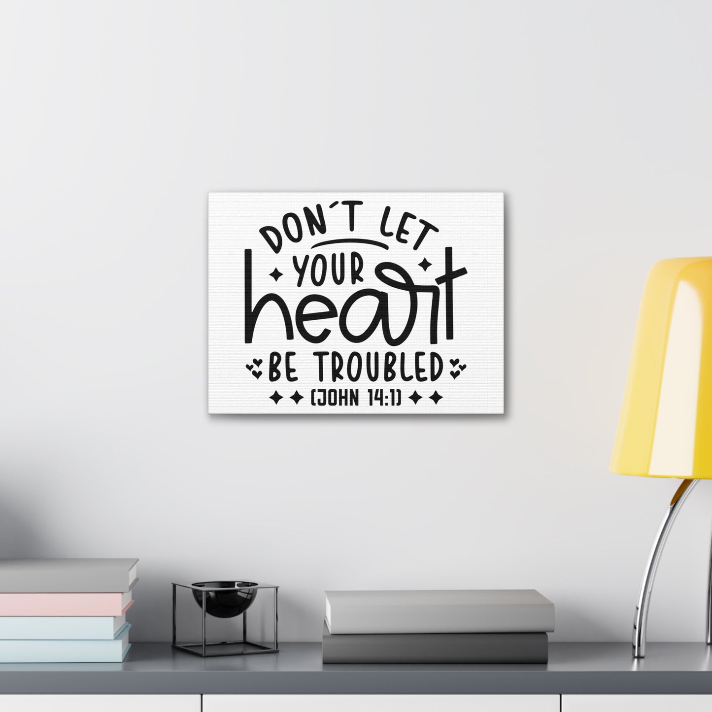 Your Heart John 14:1 Star Heart Bible Verse Canvas Christian Wall Art Ready to Hang