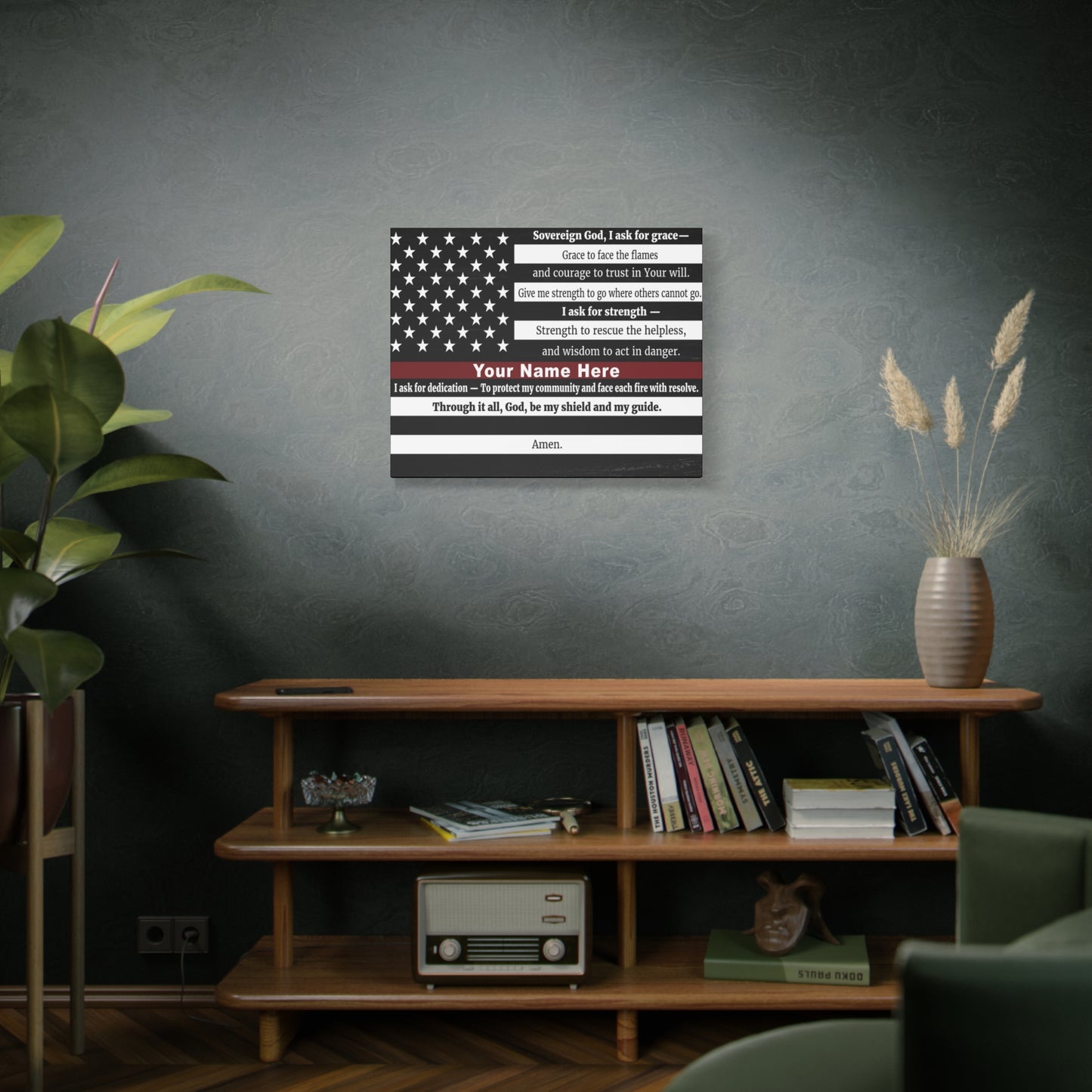 Personalized Firefighter's Prayer Bible Canvas Christian Wall Art Ready to Hang Unframed