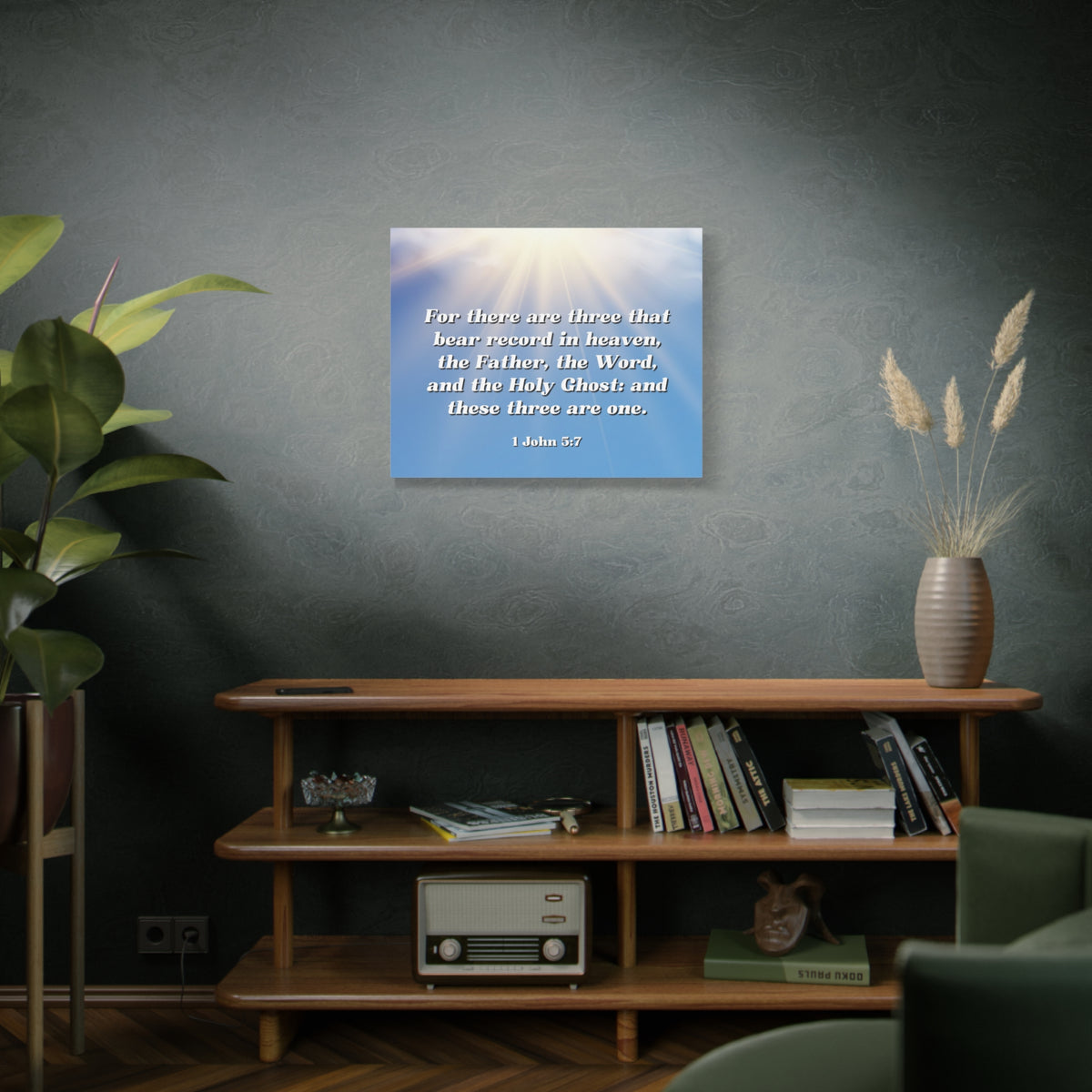 Scripture Canvas Three Are One 1 John 5:7 Christian Wall Art Bible Verse Print Ready to Hang