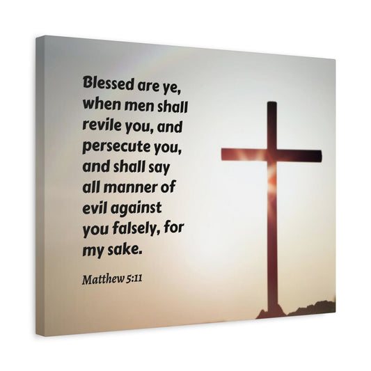 Scripture Canvas All Manner Matthew 5:11 Christian Wall Art Bible Verse Print Ready to Hang