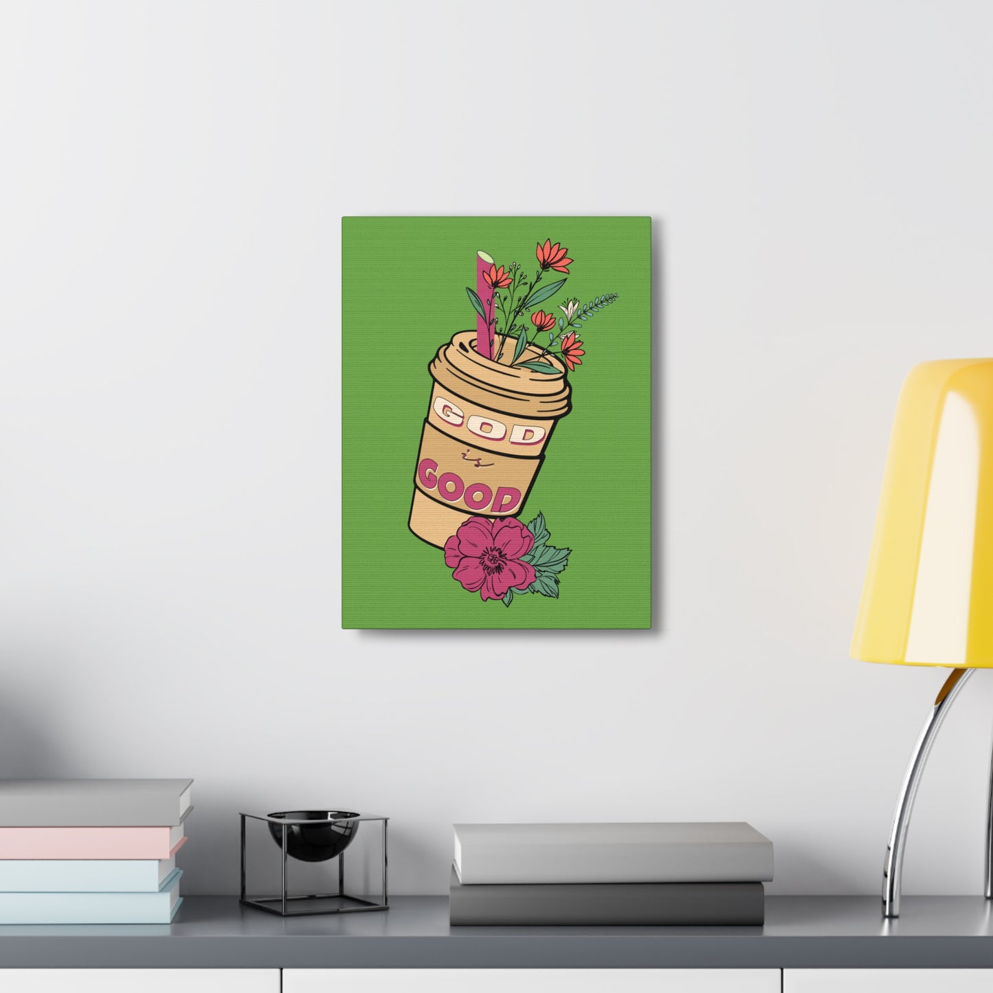 God Is Good Psalm 100:5 Flower Cup Christian Wall Art Bible Verse Print Ready to Hang