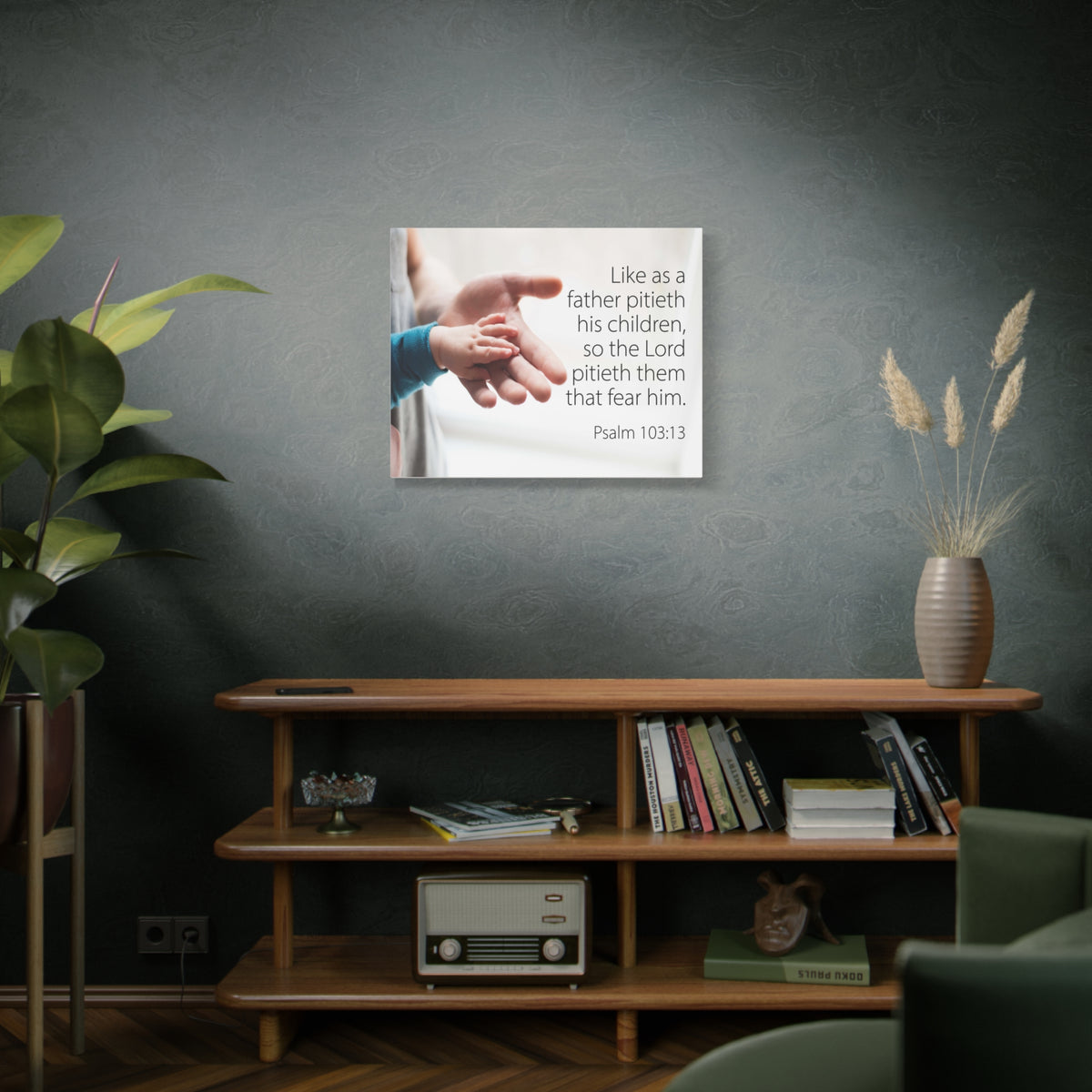 Scripture Canvas Like as a Father Psalm 103:13 Christian Wall Art Bible Verse Print Ready to Hang