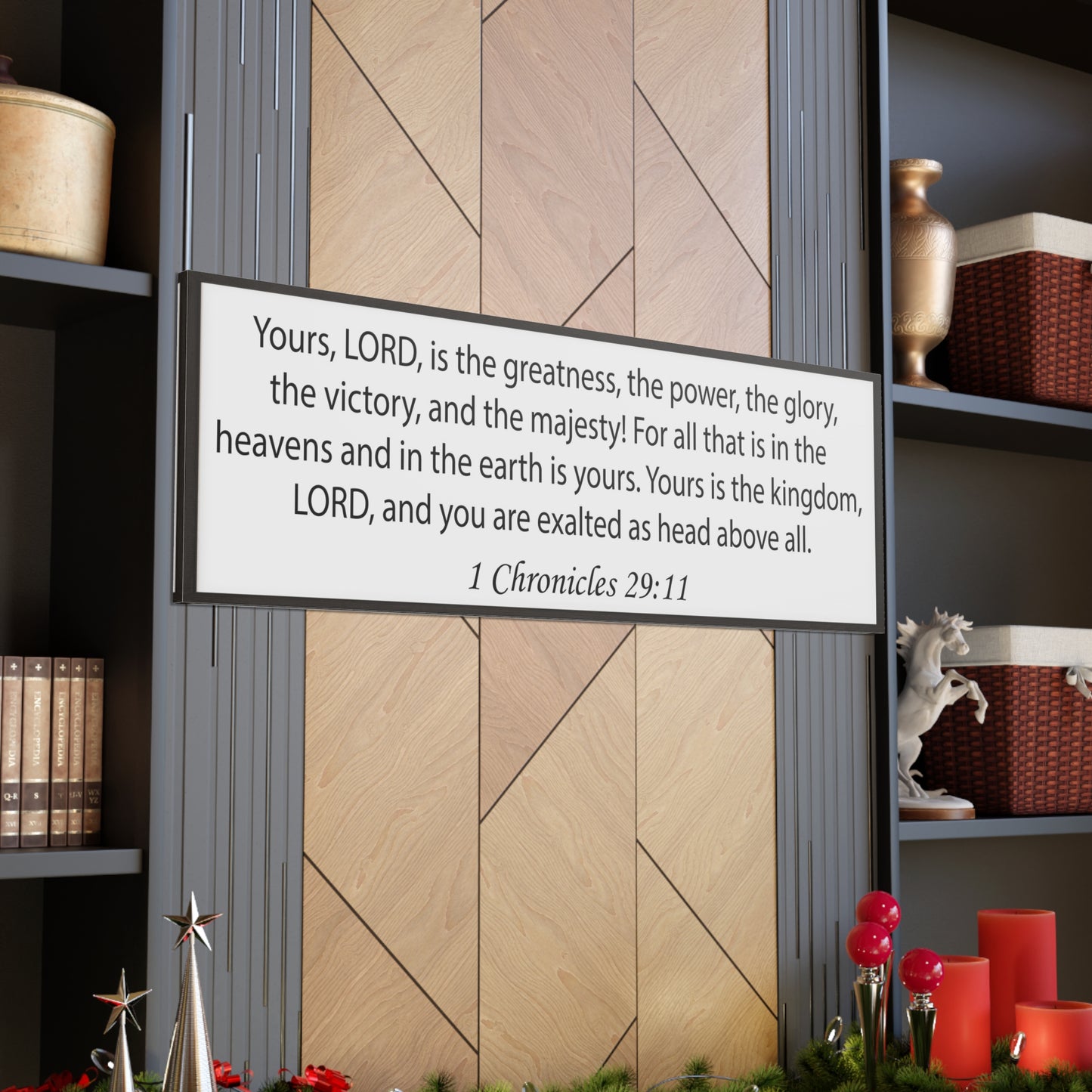 1 Chronicles 29:11 White Bible Verse Canvas Christian Wall Art Ready to Hang Unframed