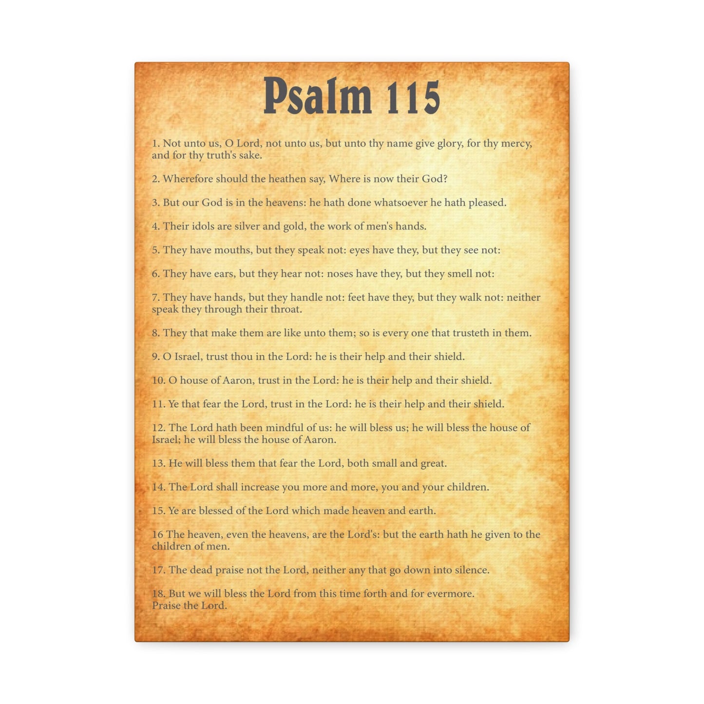 Psalm 115 Gold Bible Chapter Canvas Christian Wall Art Ready to Hang