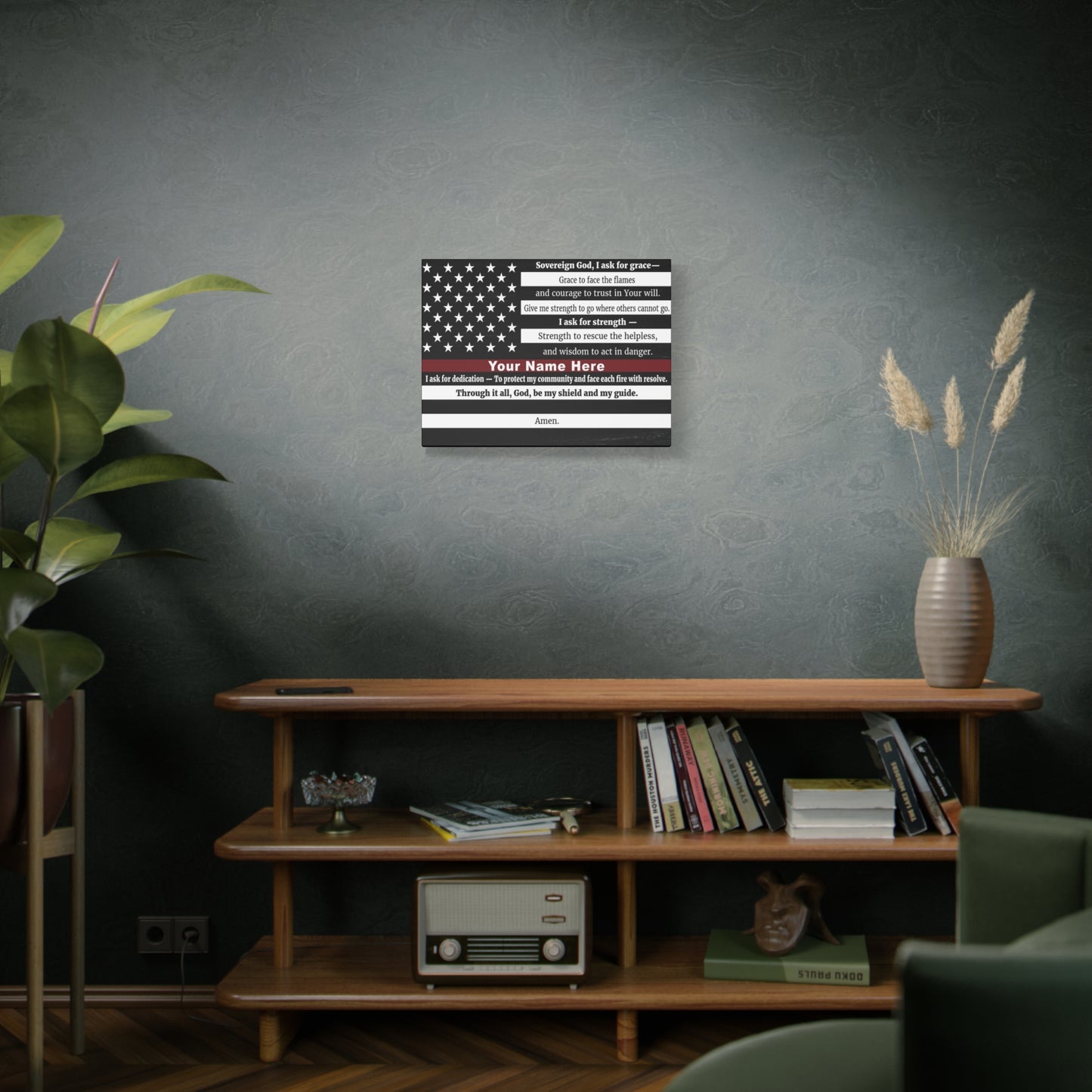 Personalized Firefighter's Prayer Bible Canvas Christian Wall Art Ready to Hang Unframed