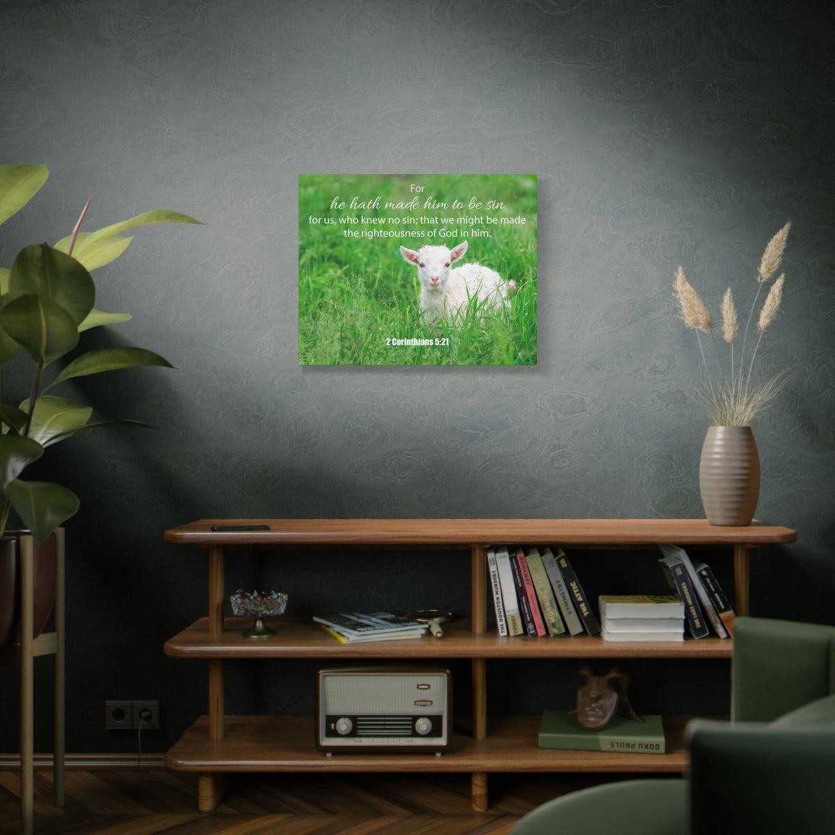 Scripture Canvas God in Him 2 Corinthians 5:21 Christian Wall Art Bible Verse Print Ready to Hang