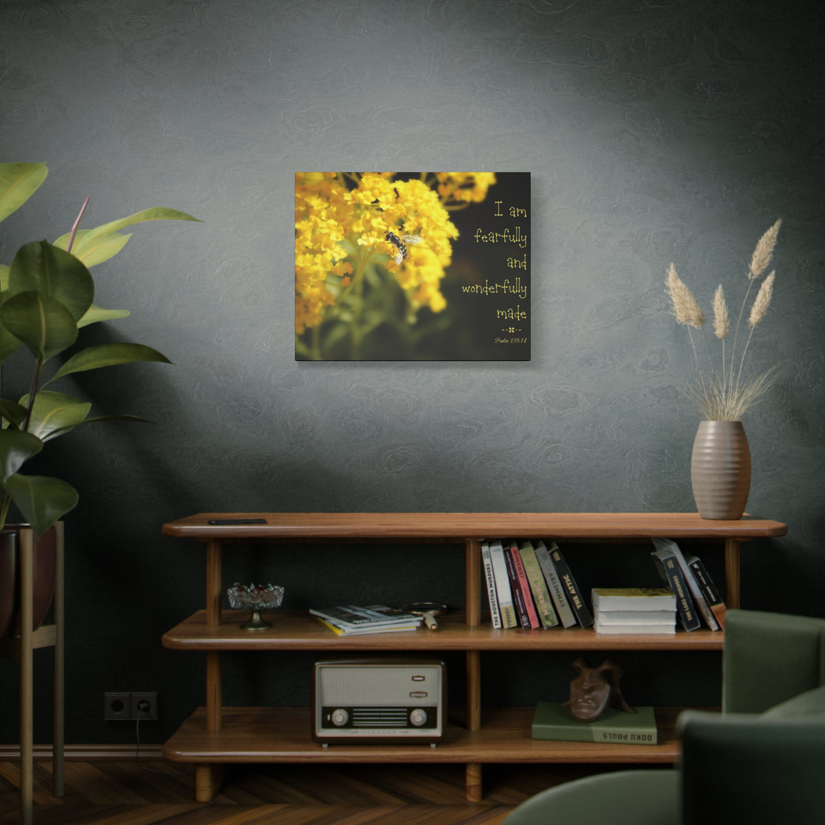 Scripture Walls Wonderfully Made Psalm 139:14 Bee Bible Verse Canvas Christian Wall Art Ready to Hang