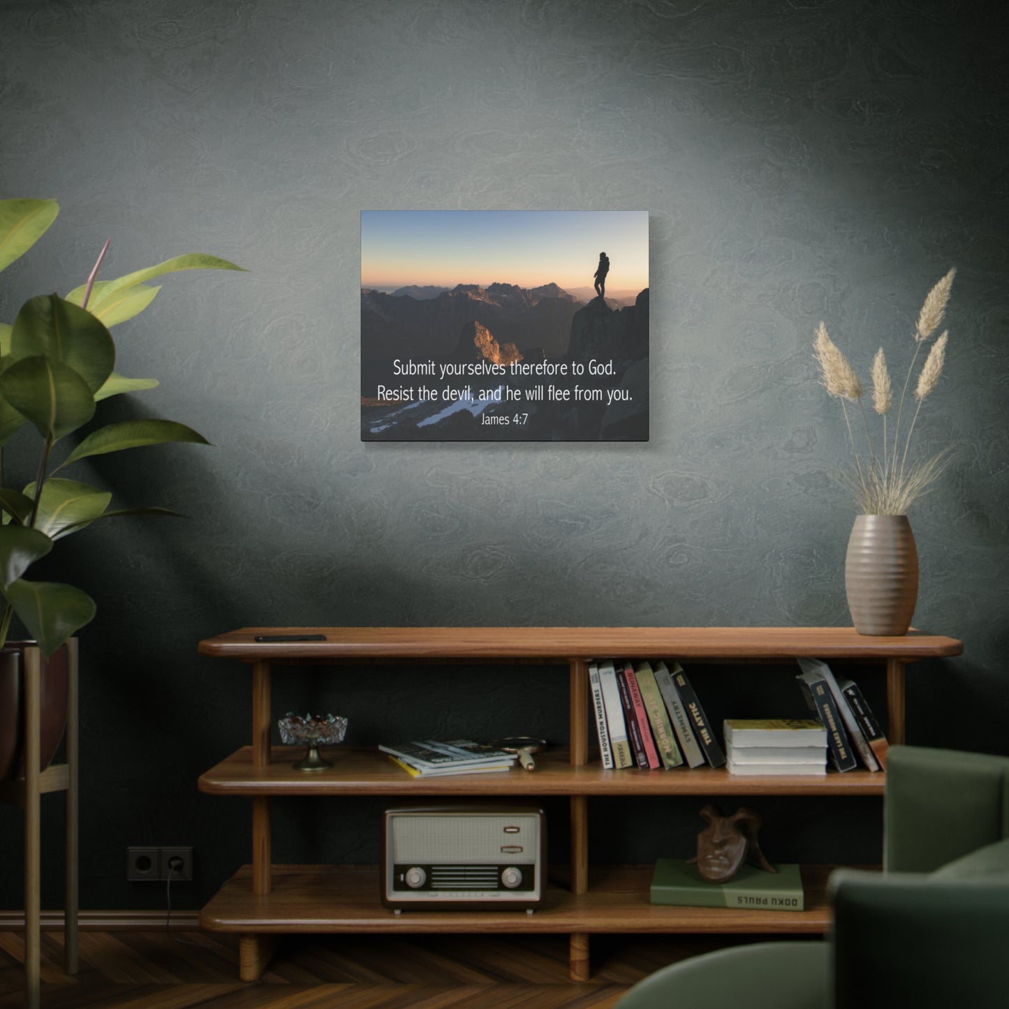 Bible Verse Canvas Resist the Devil James 4:7 Christian Home Décor Wall Art Scripture Ready to Hang Faith Print