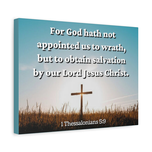 Scripture Canvas To Obtain Salvation 1 Thessalonians 5:9 Christian Wall Art Bible Verse Print Ready to Hang