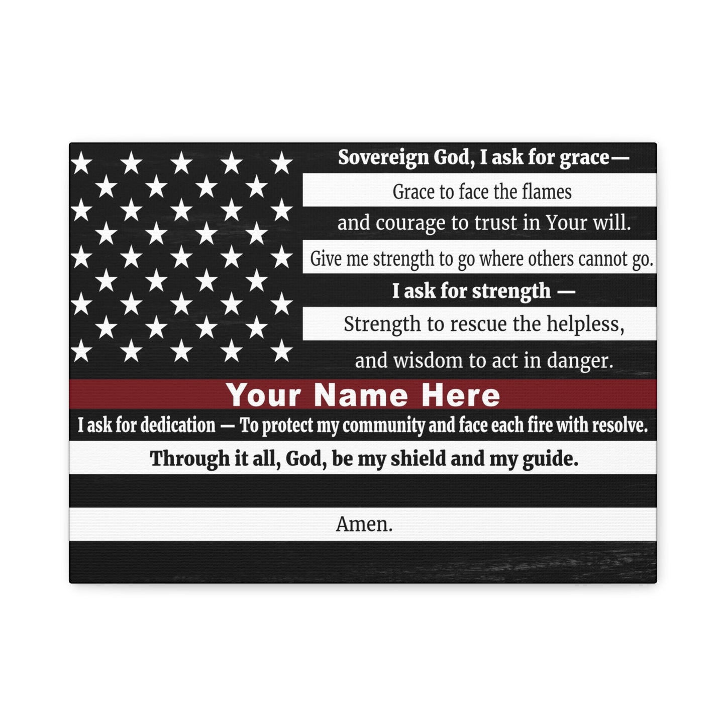 Personalized Firefighter's Prayer Bible Canvas Christian Wall Art Ready to Hang Unframed