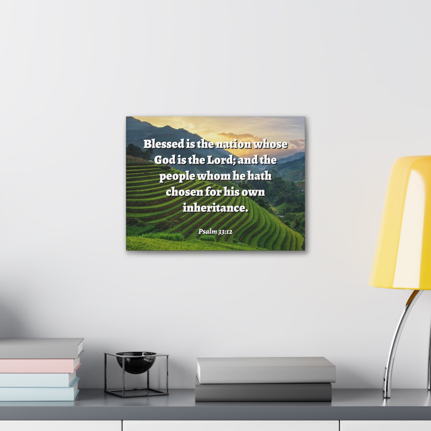 Blessed Is The Nation Psalm 33:12 Bible Verse Canvas Christian Wall Art Ready to Hang
