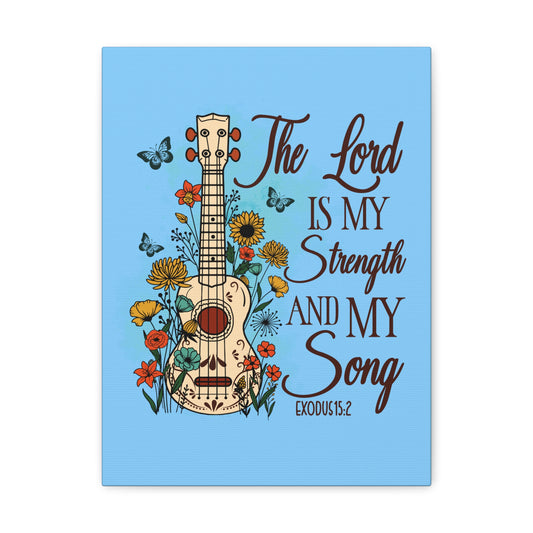 The Lord Exodus 15:2 Guitar Flower Christian Wall Art Bible Verse Print Ready to Hang