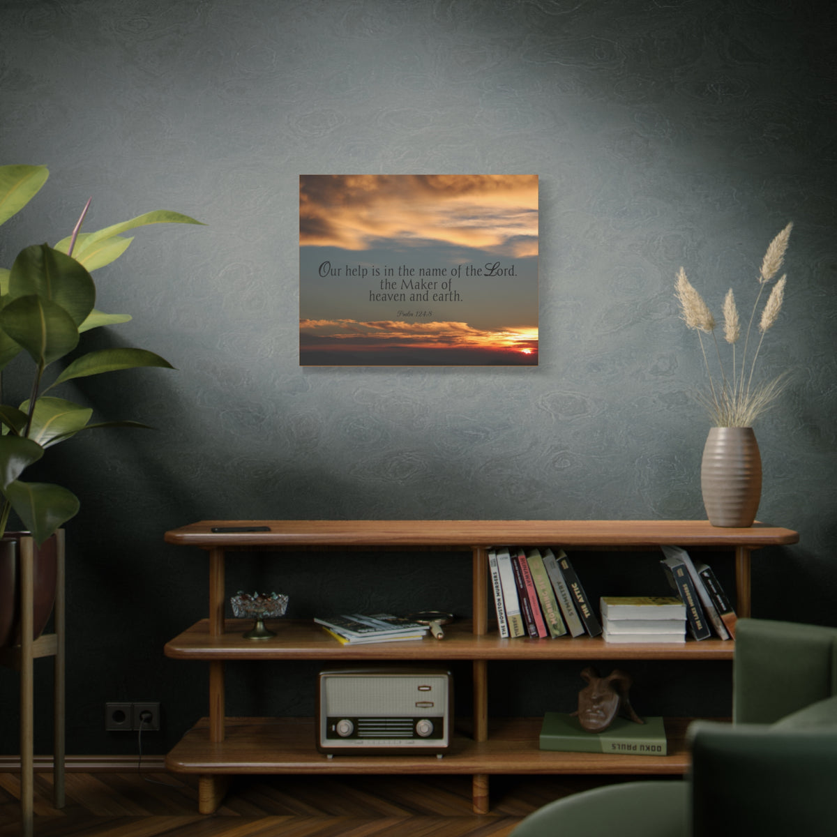 Scripture Canvas Maker Heaven And Earth Psalm 124:8 Christian Wall Art Bible Verse Print Ready to Hang