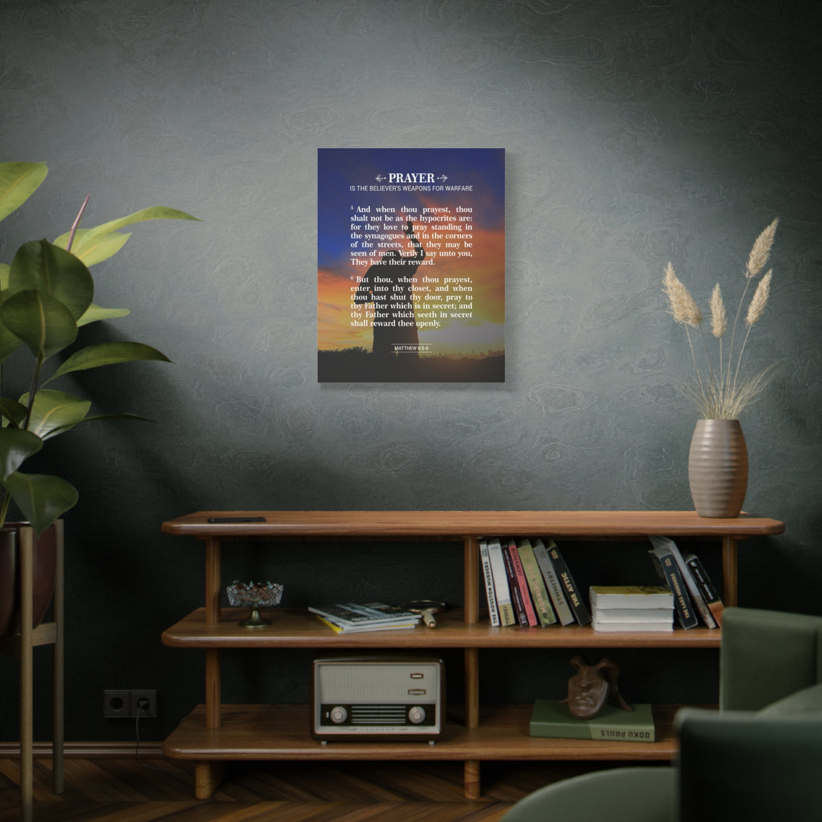 Scripture Canvas Prayer Matthew 6:5-6 Christian Wall Art Bible Verse Print Ready to Hang