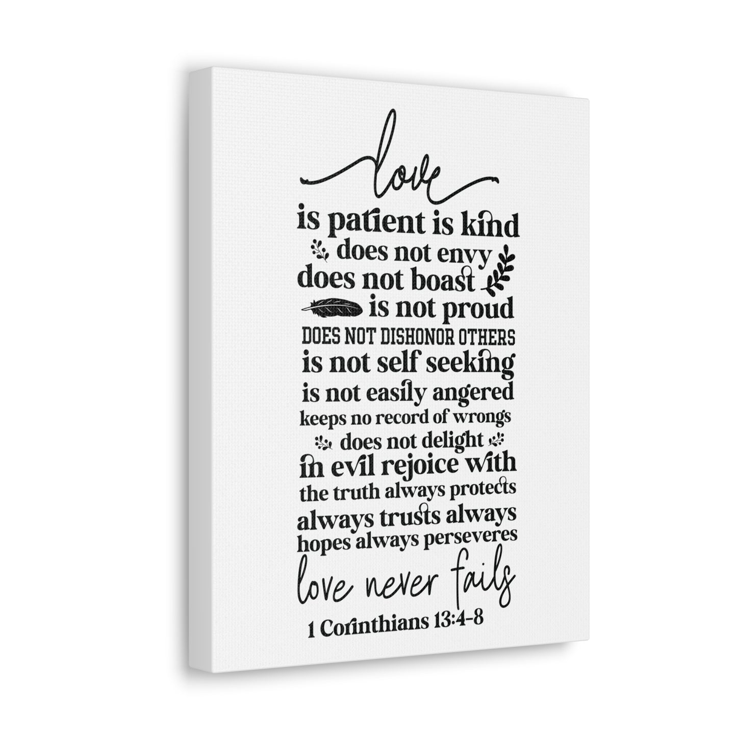 1 Corinthians 13:4-8 Love Is Bible Verse Canvas Christian Wall Art Ready to Hang Unframed