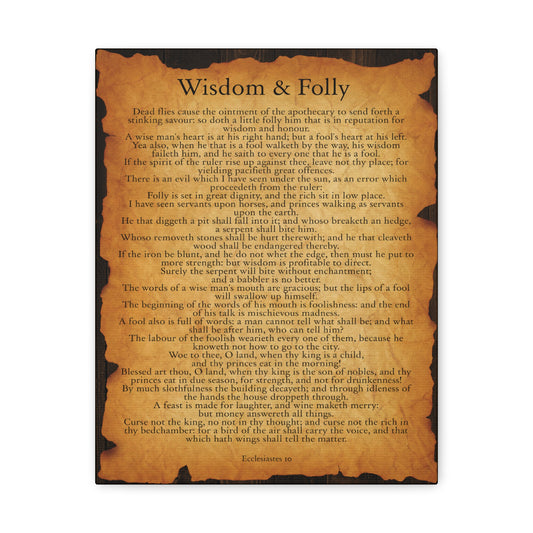 Wisdom & Folly Ecclesiastes 10 Gold Brown Bible Verse Canvas Christian Wall Art Ready to Hang