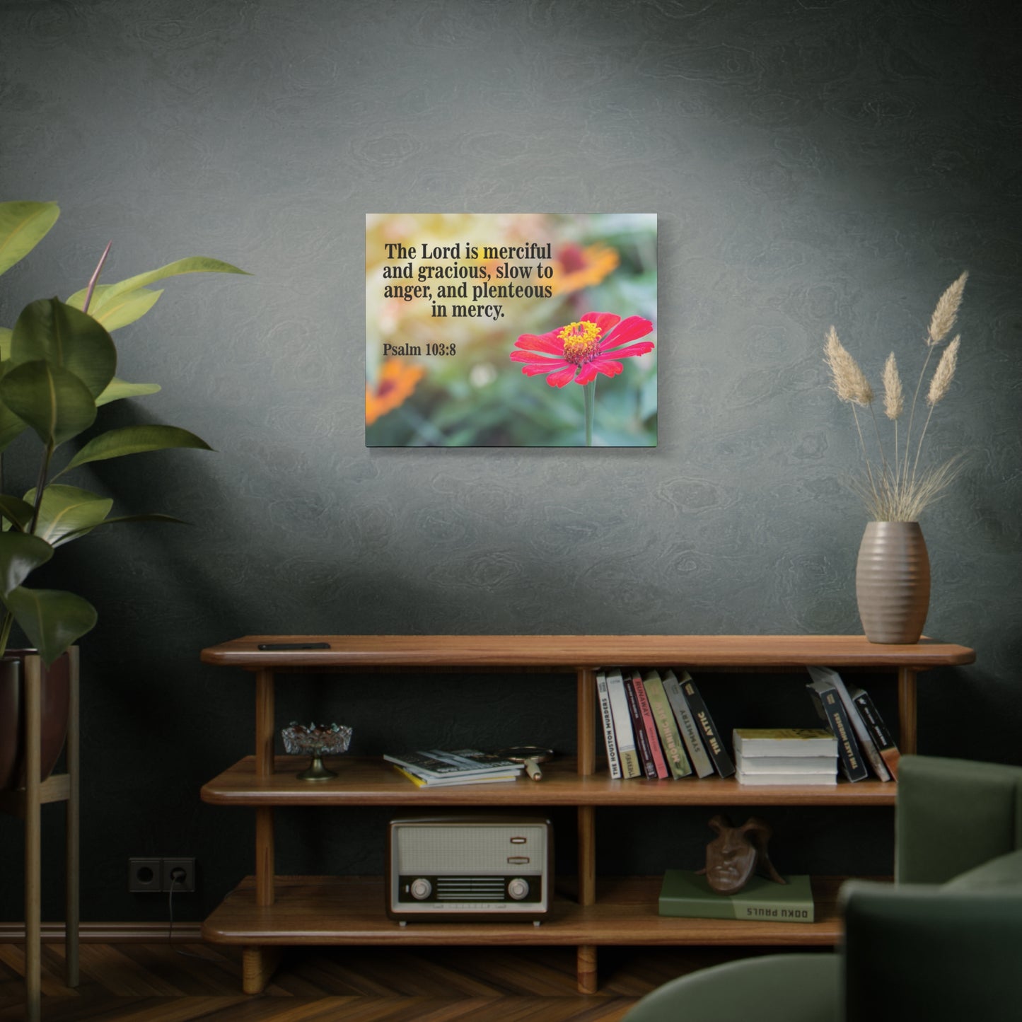 Scripture Canvas The Lord is Merciful and Gracious Psalm 103:8 Christian Wall Art Bible Verse Print Ready to Hang