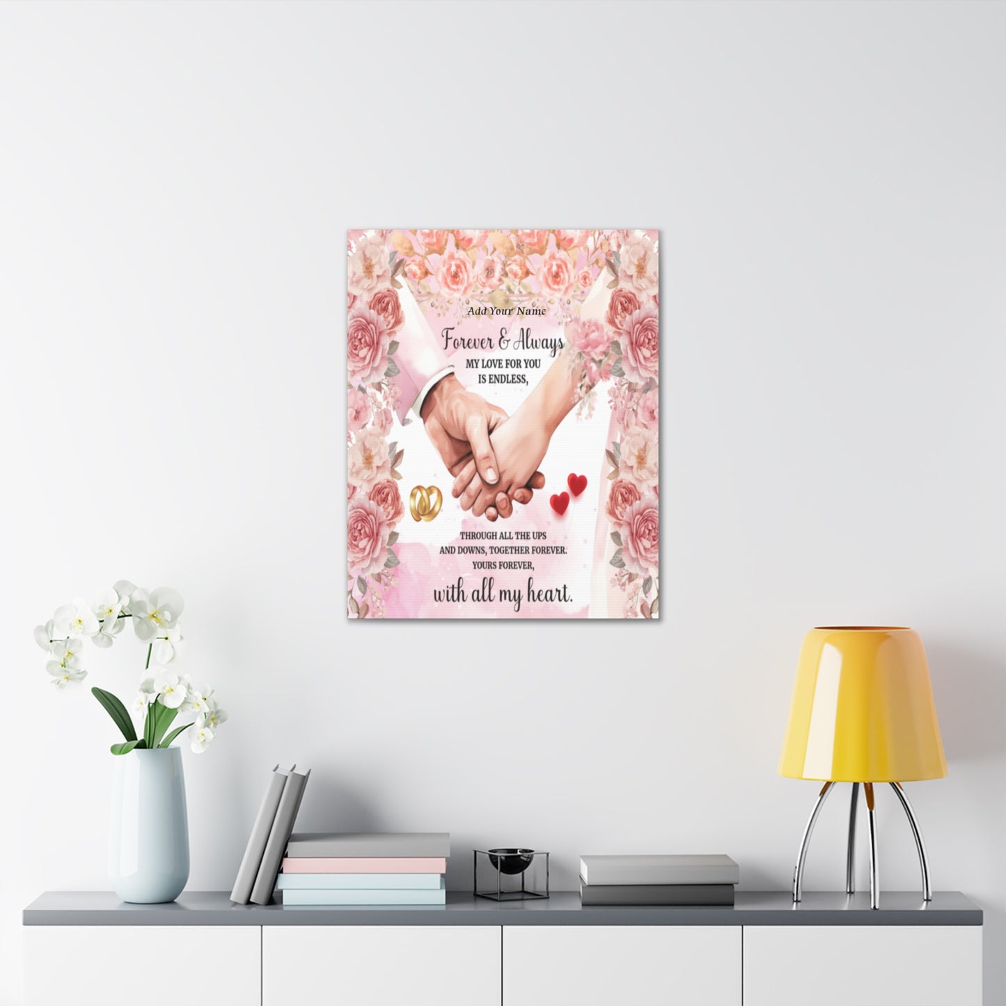 Personalized To My Wife Forever & Always Floral Canvas Wall Art – Romantic Wedding & Anniversary Gift
