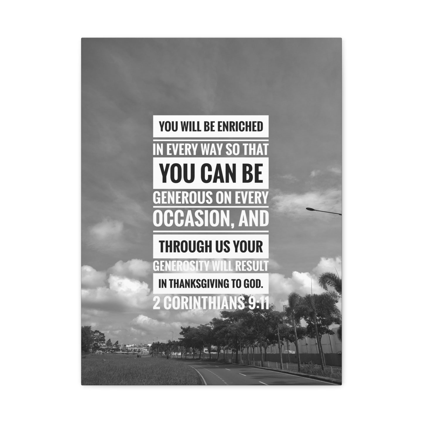 You Will Be Enriched 2 Corinthians 9:11 Christian Wall Art Bible Verse Print Ready to Hang