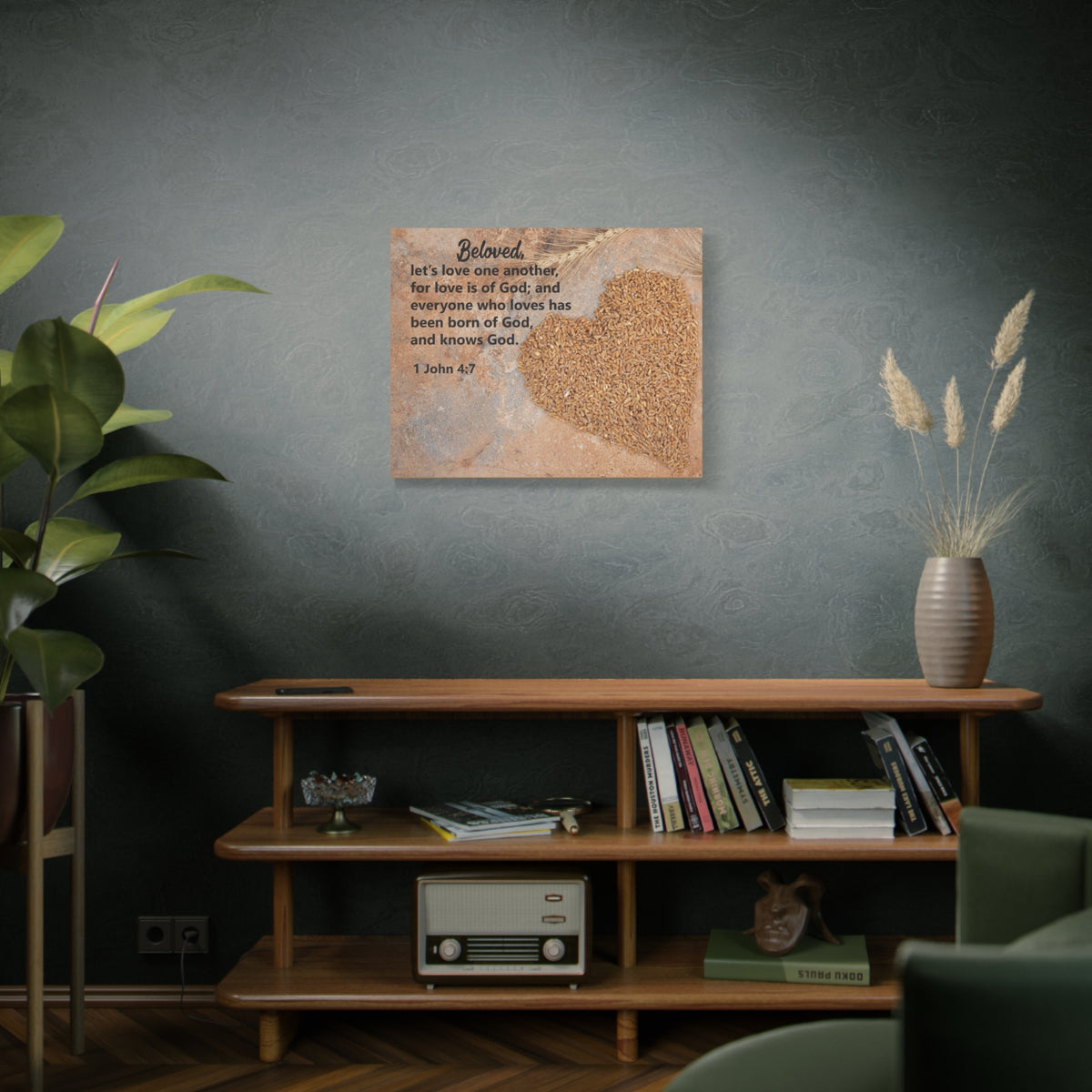 Scripture Canvas Let's Love One Another 1 John 4:7 Christian Wall Art Bible Verse Print Ready to Hang