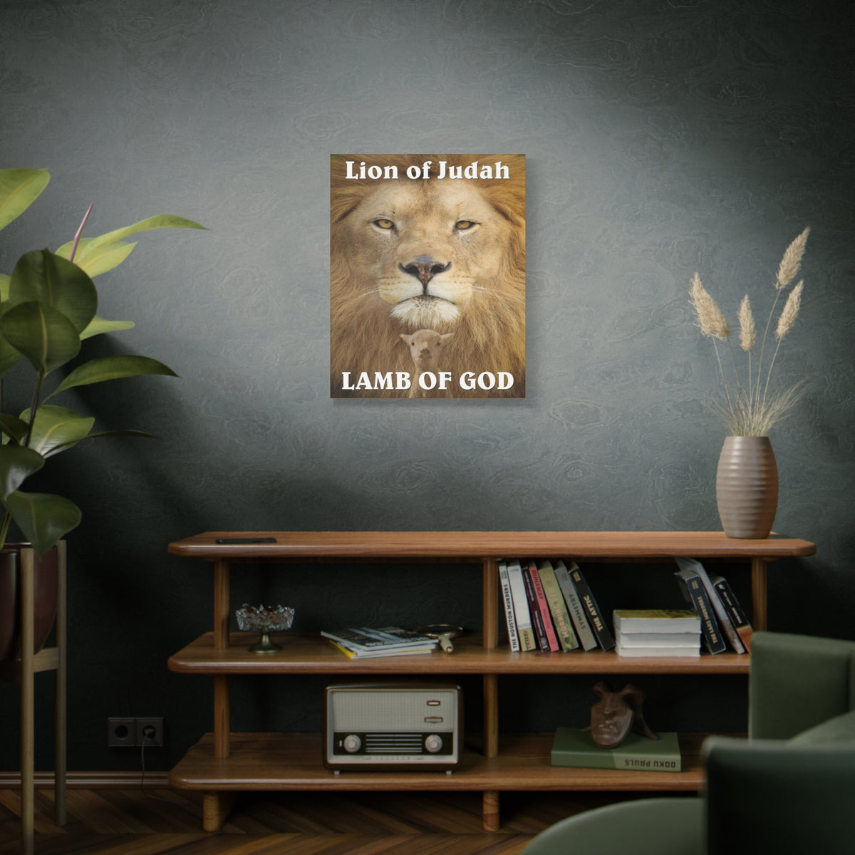Scripture Canvas Lion of Judah Lamb of God Christian Wall Art Bible Verse Print Ready to Hang