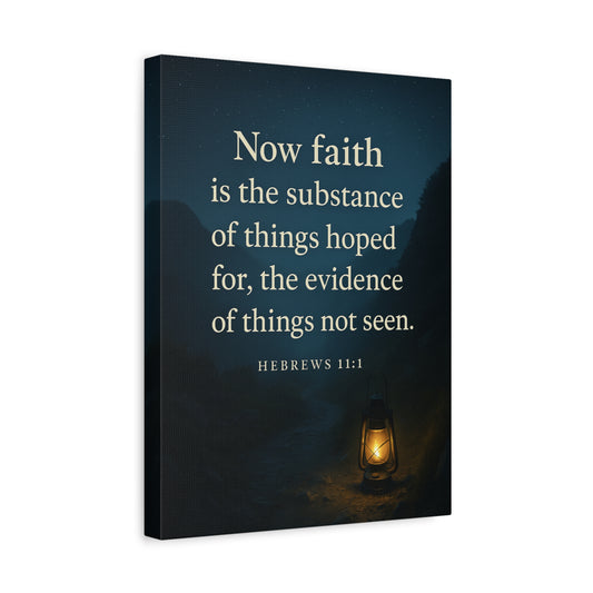 Bible Verse Canvas Hebrews 11:1 Christian Home Décor Wall Art Scripture Ready to Hang Faith Print