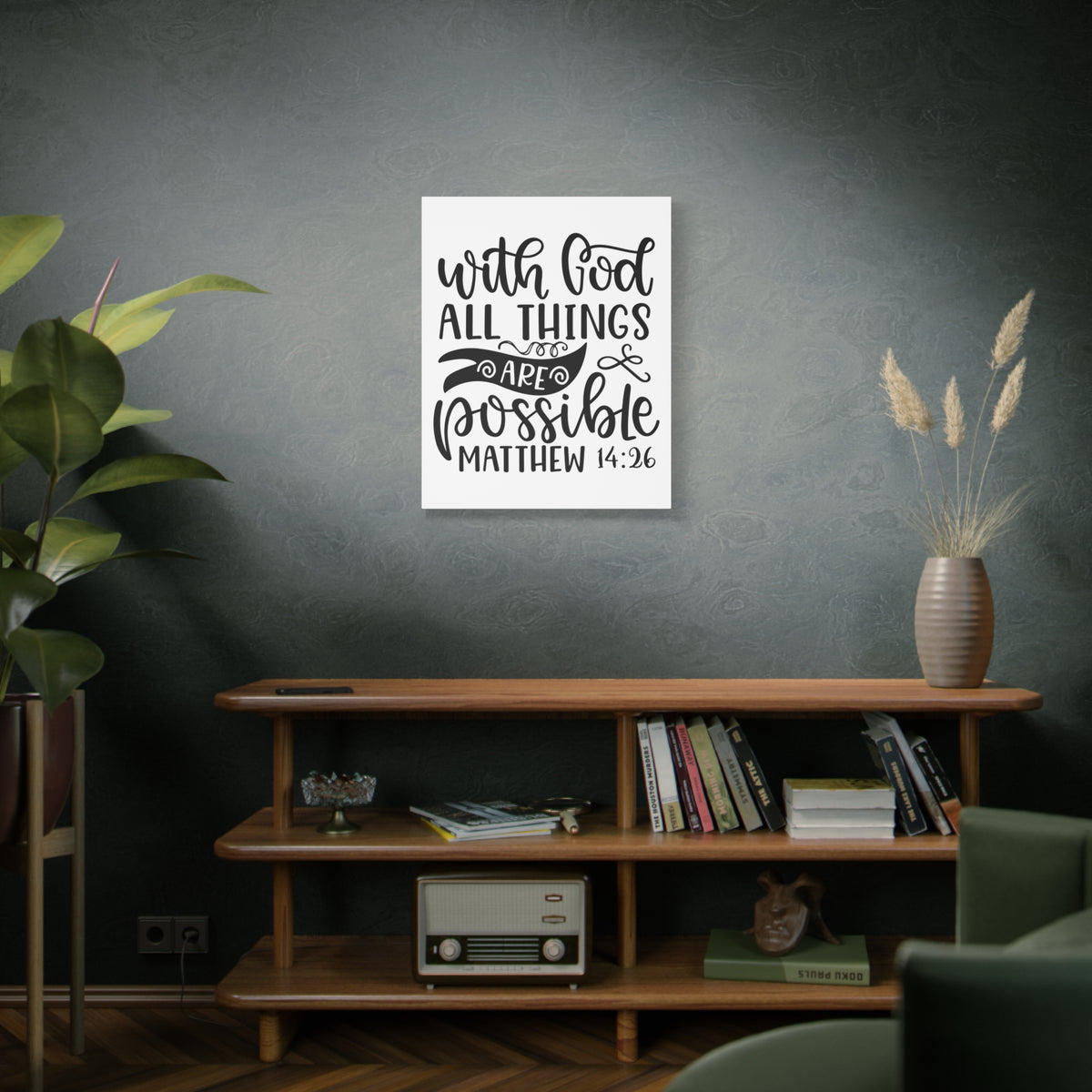 Scripture Canvas Things Are Possible Matthew 14:26 Christian Wall Art Bible Verse Print Ready to Hang