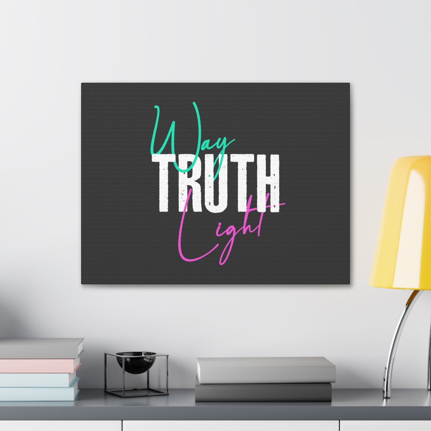 Way, Truth, Light Psalm 119:105 Dark Gray Bible Canvas Christian Wall Art Ready to Hang