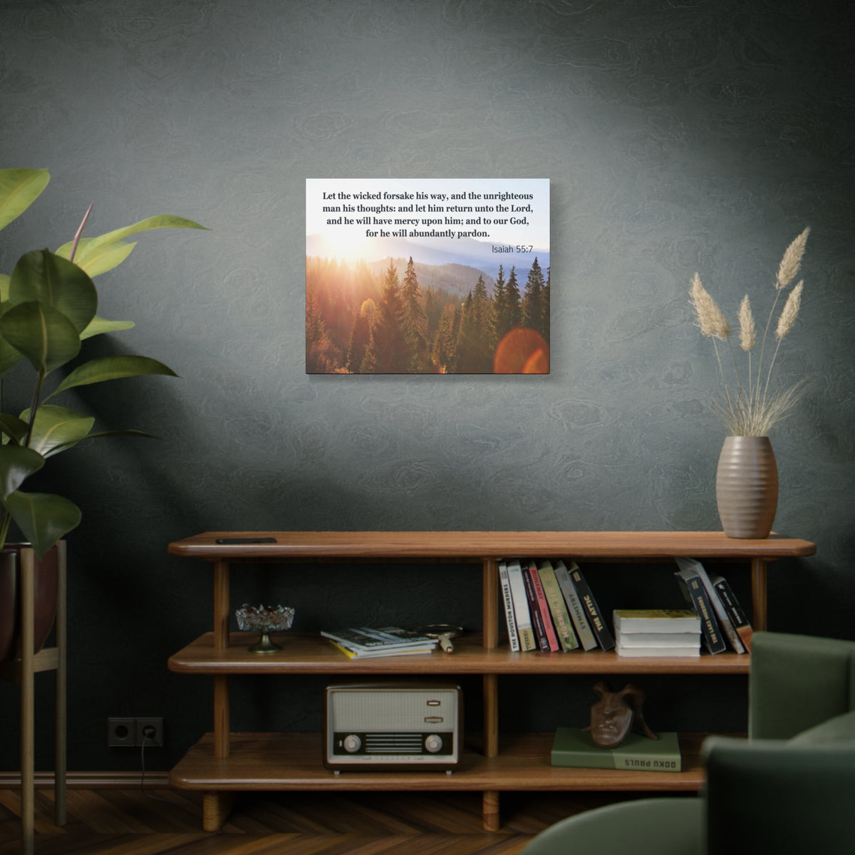 Scripture Canvas Abundantly Pardon Isaiah 55:7 Christian Wall Art Bible Verse Print Ready to Hang