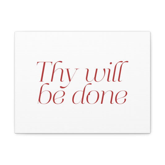 Thy Will Be Done Dark Red Bible Verse Canvas Christian Wall Art Ready to Hang