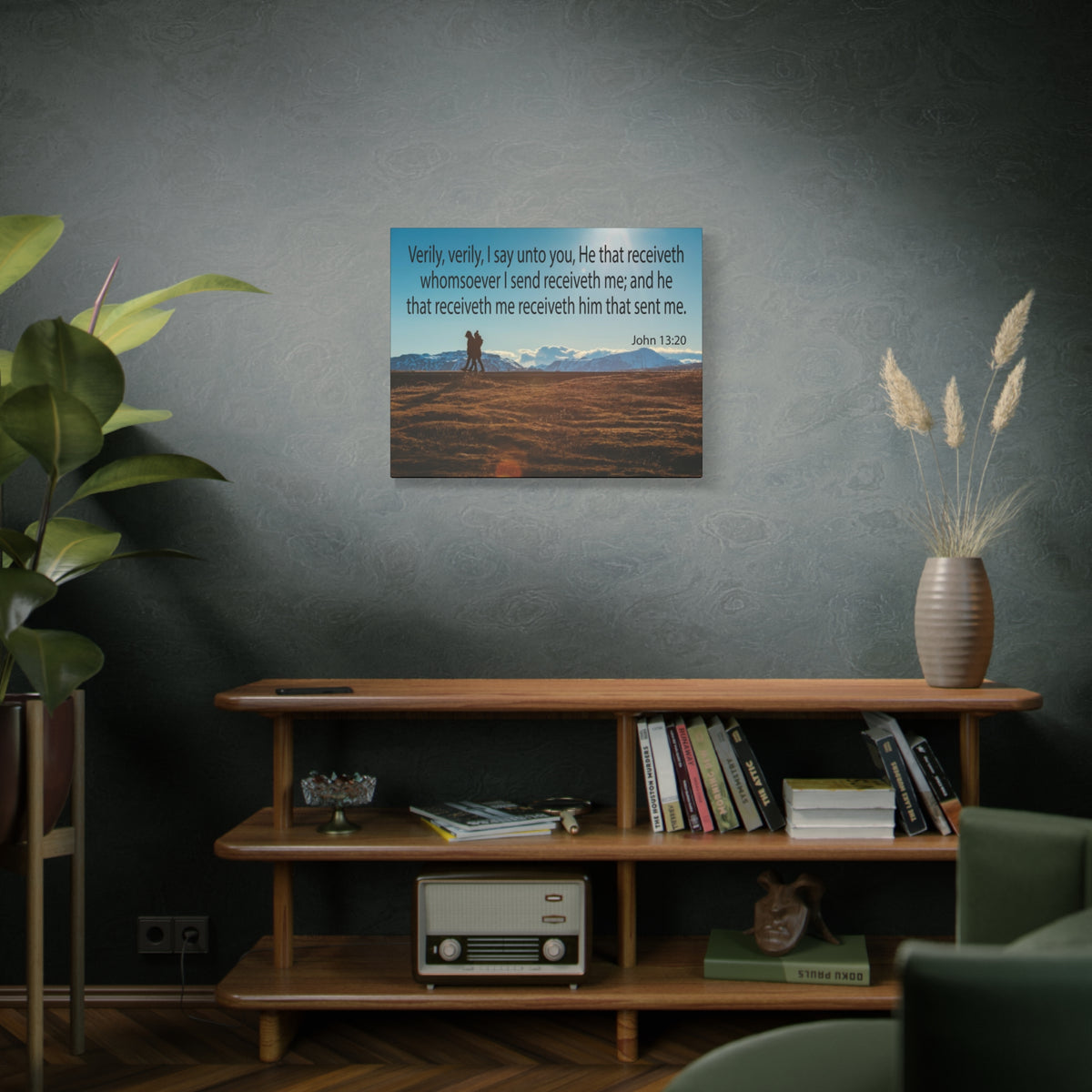 Scripture Canvas I Say Unto You John 13:20 Christian Wall Art Bible Verse Print Ready to Hang