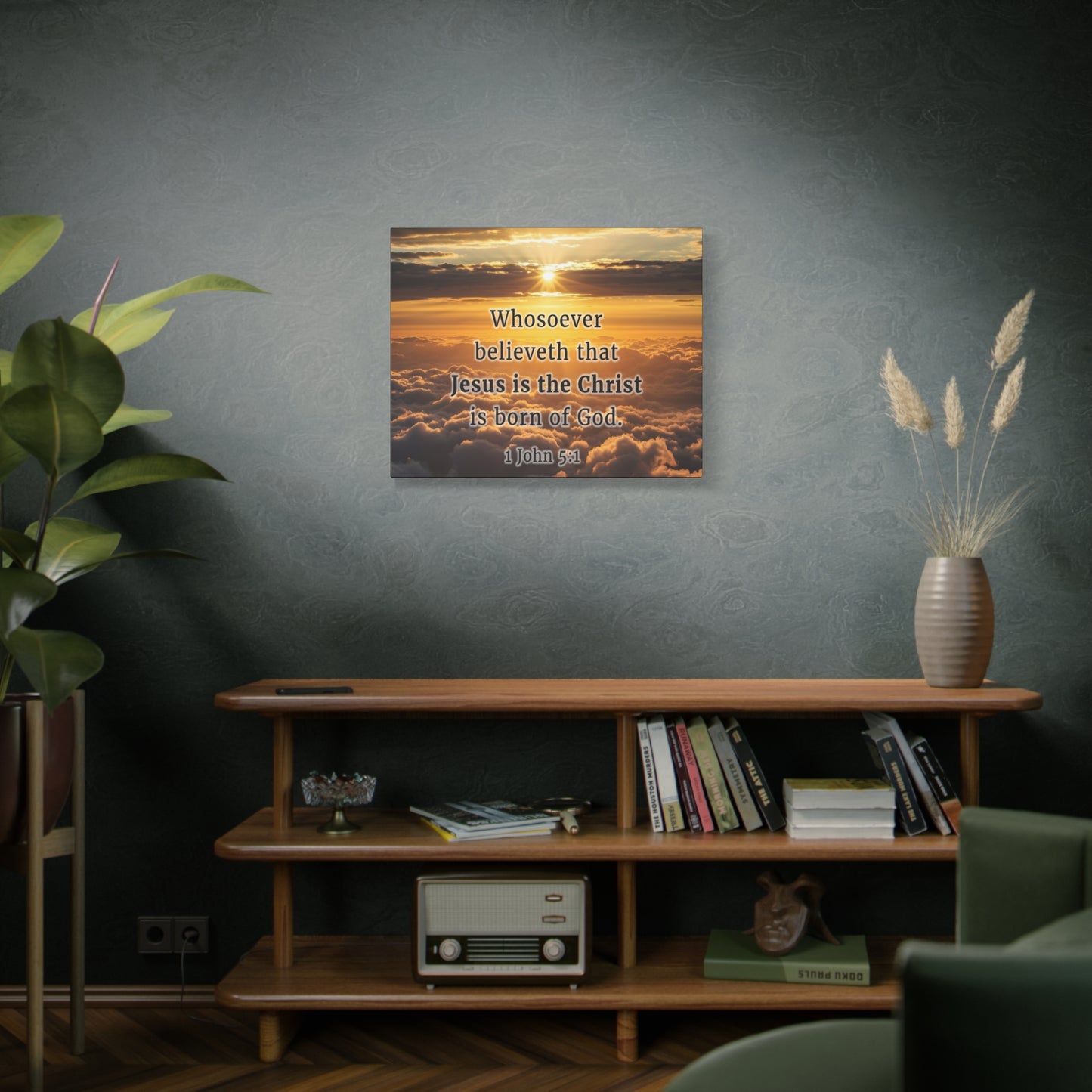 Scripture Walls 1 John 5:1 Born of God Sun Bible Verse Canvas Christian Wall Art Ready to Hang Unframed