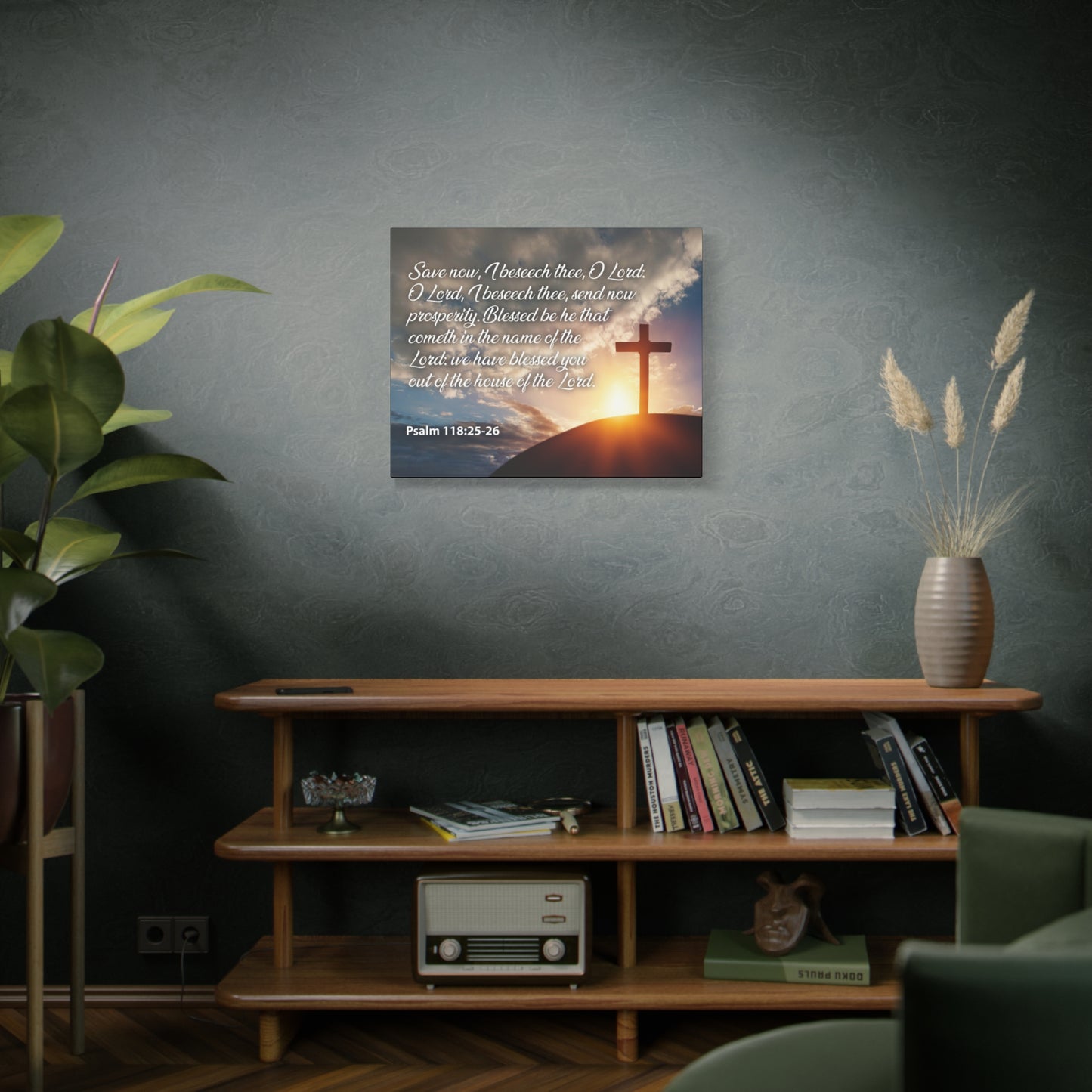 Bible Verse Canvas The House of The Lord Psalm 118:25-26 Christian Home Decor Scripture Art