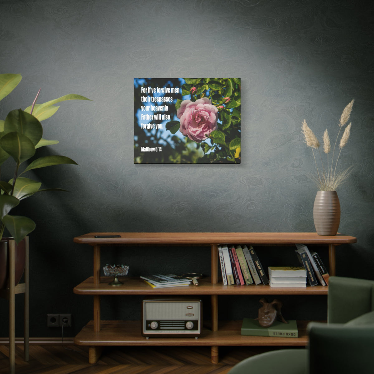 Scripture Canvas Heavenly Father Forgive You Matthew 6:14 Christian Wall Art Bible Verse Print Ready to Hang