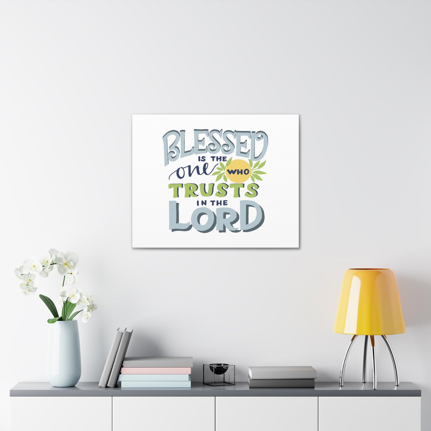 Trust In The Lord Psalm 40:4 Pale Blue Christian Wall Art Bible Verse Print Ready to Hang
