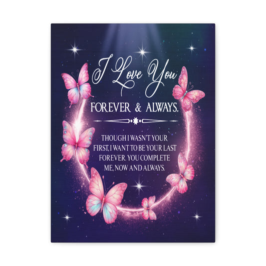To My Wife Forever & Always Butterfly Canvas Wall Art – Romantic Gift for Eternal Love