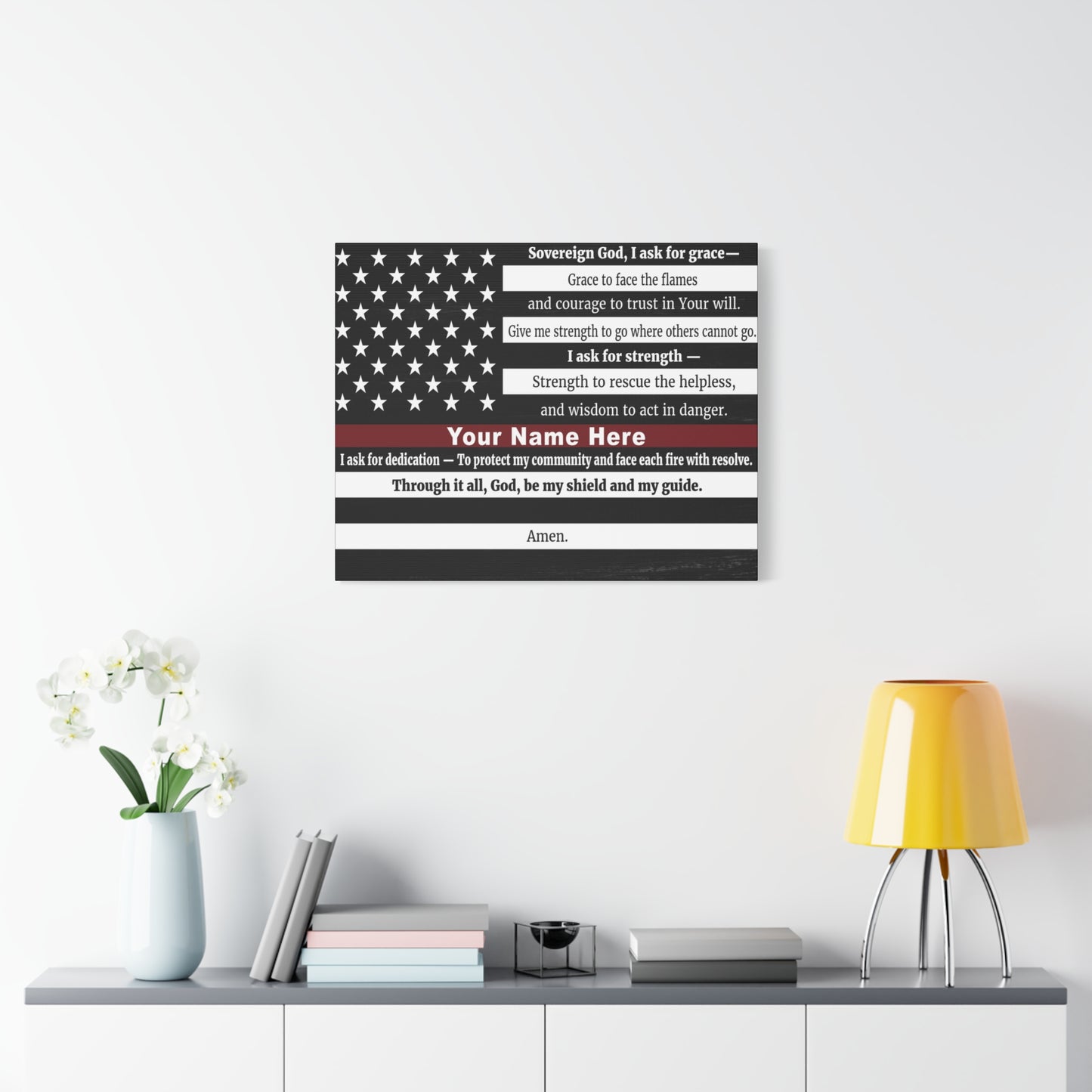 Personalized Firefighter's Prayer Bible Canvas Christian Wall Art Ready to Hang Unframed