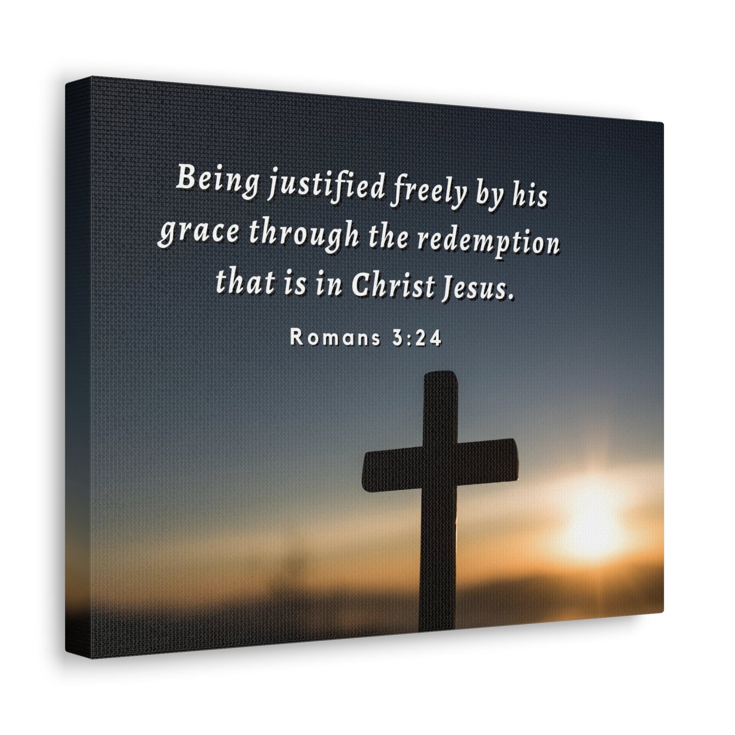 Redeemed Romans 3:24 Bible Verse Canvas Christian Wall Art Ready to Hang