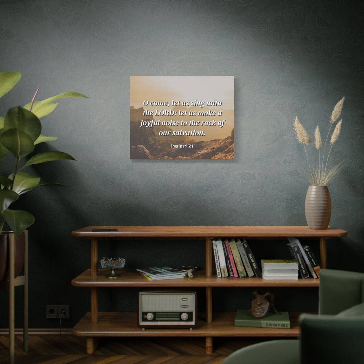 Scripture Canvas Our Salvation Psalm 95:1 Christian Wall Art Bible Verse Print Ready to Hang