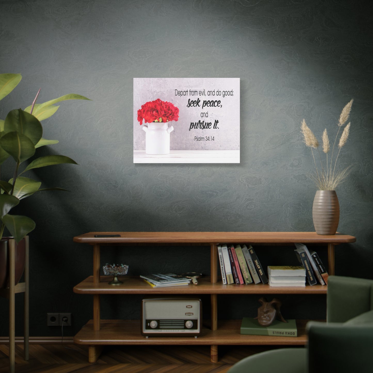 Scripture Canvas Seek Peace and Pursue It Psalm 34:14 Christian Wall Art Bible Verse Print Ready to Hang
